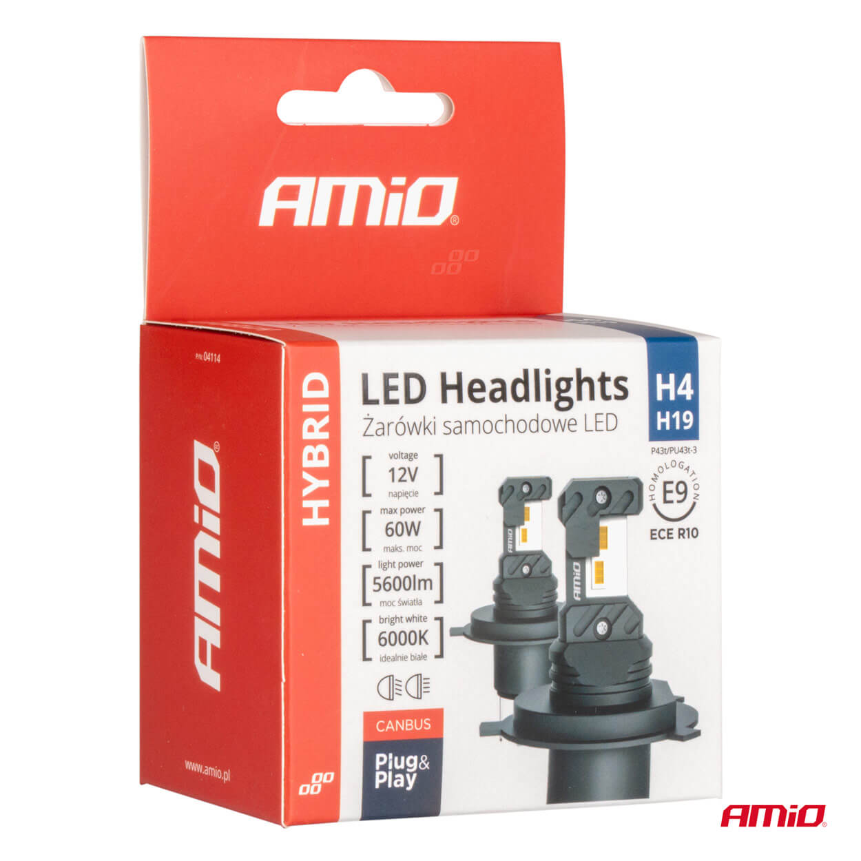 AMiO LED žarulja H4 H19 6000K Canbus Plug&Play 60W - Image 4