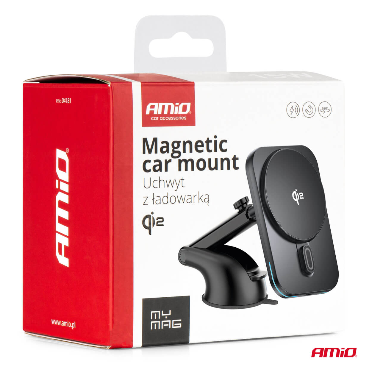 AMiO Magnetski držač telefona s brzim bežičnim punjenjem - Image 11