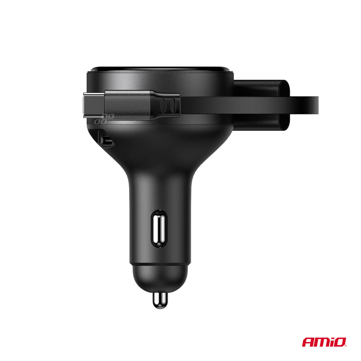 AMiO Auto punjač na uvlačenje USB-C + Lightning kabel + USB-C priključak 12/24V 60W - Image 3