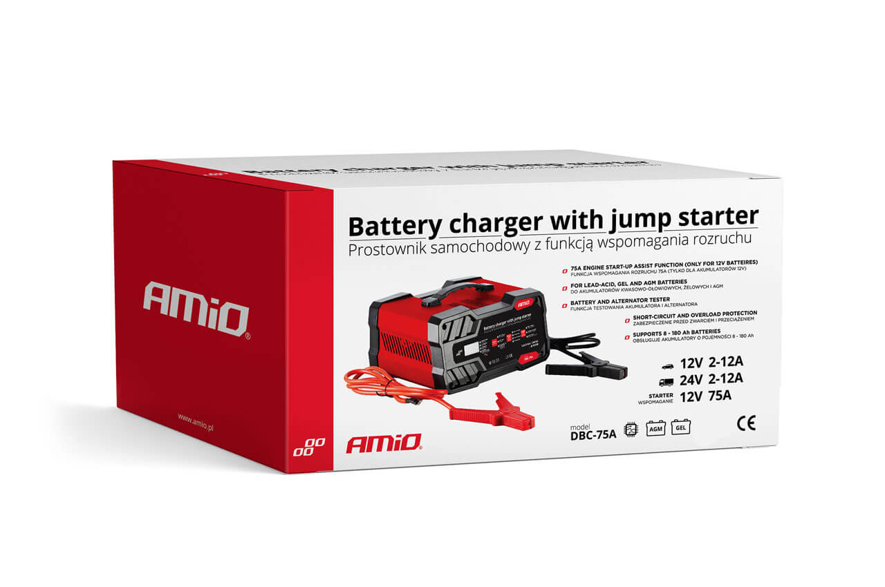 AMiO Punjač akumulatora 12A 12/24V sa starterom 12V 75 A - Image 4