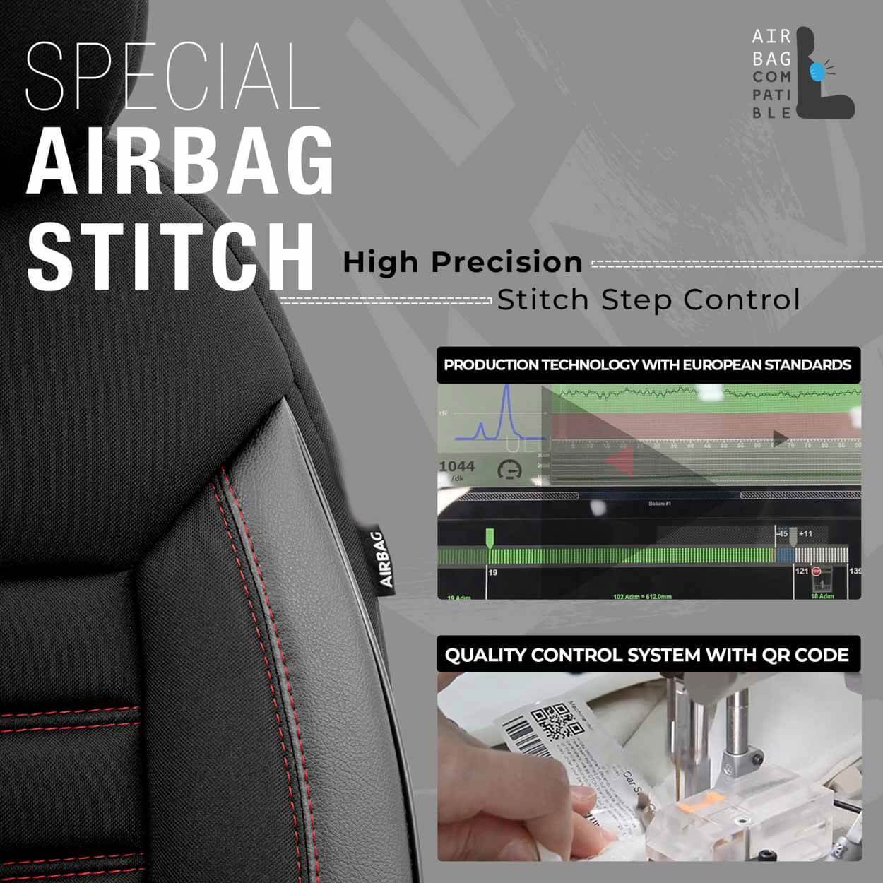 AMiO Set presvlaka za autosjedala OTOM LIMITED 101 BLACK/RED 3-ZIP - Image 5