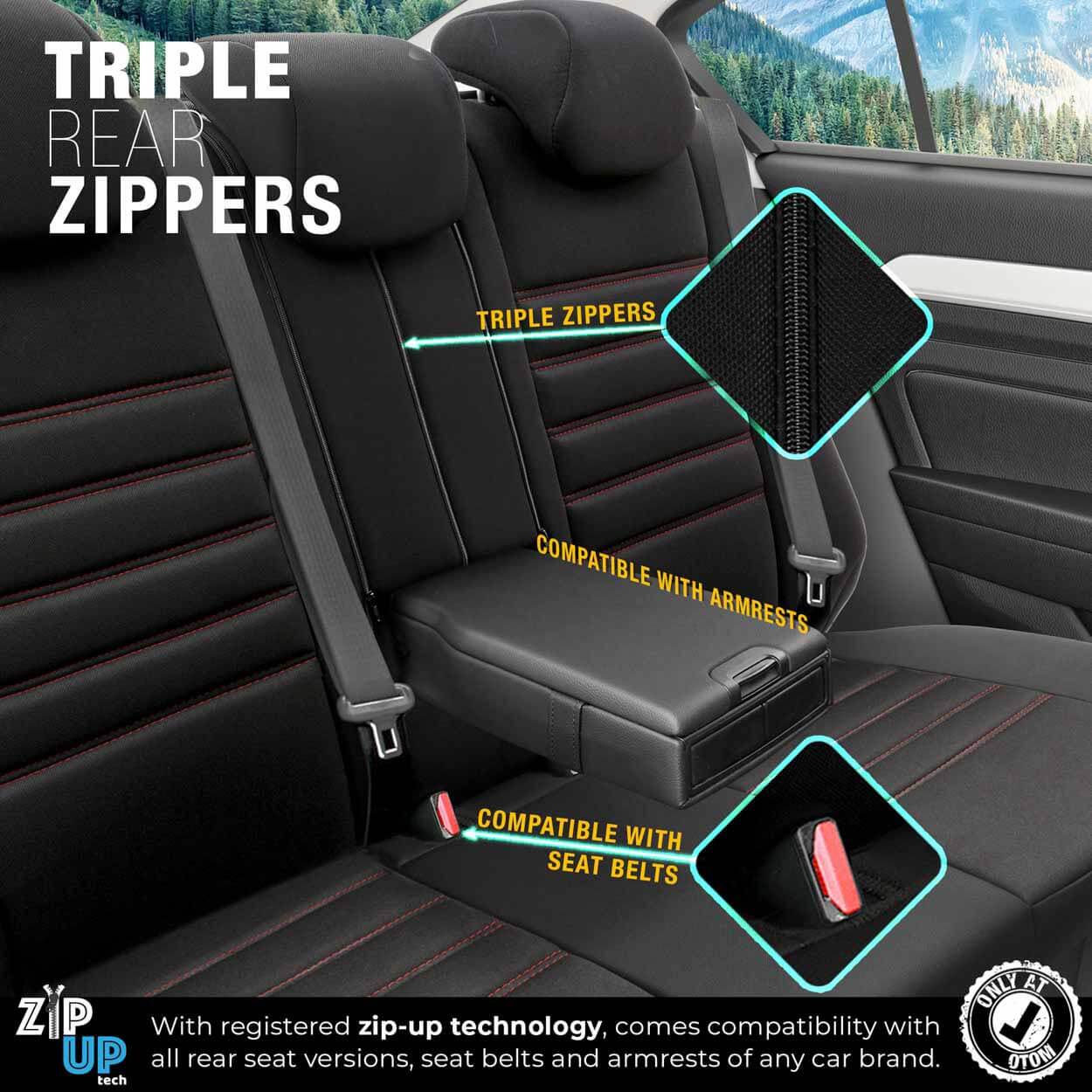 AMiO Set presvlaka za autosjedala OTOM LIMITED 101 BLACK/RED 3-ZIP - Image 7