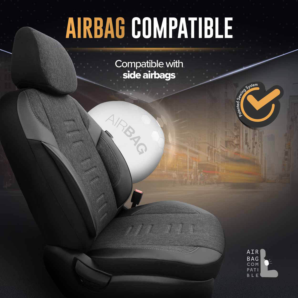 AMiO Set presvlaka za autosjedala OTOM THRONE 102 SMOKED 3-ZIP - Image 3