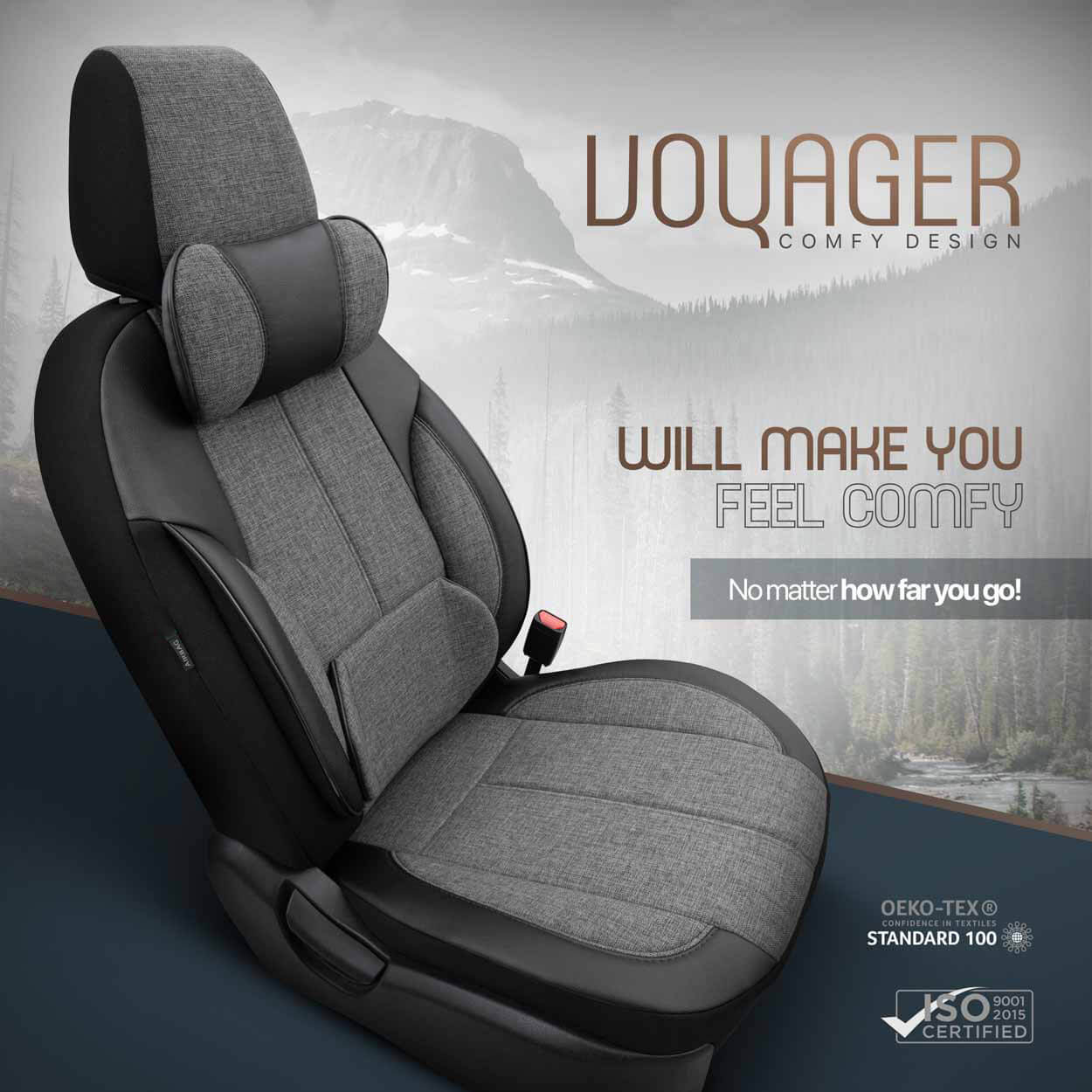 AMiO Set presvlaka za autosjedala OTOM VOYAGER 102 SMOKED 3-ZIP - Image 2