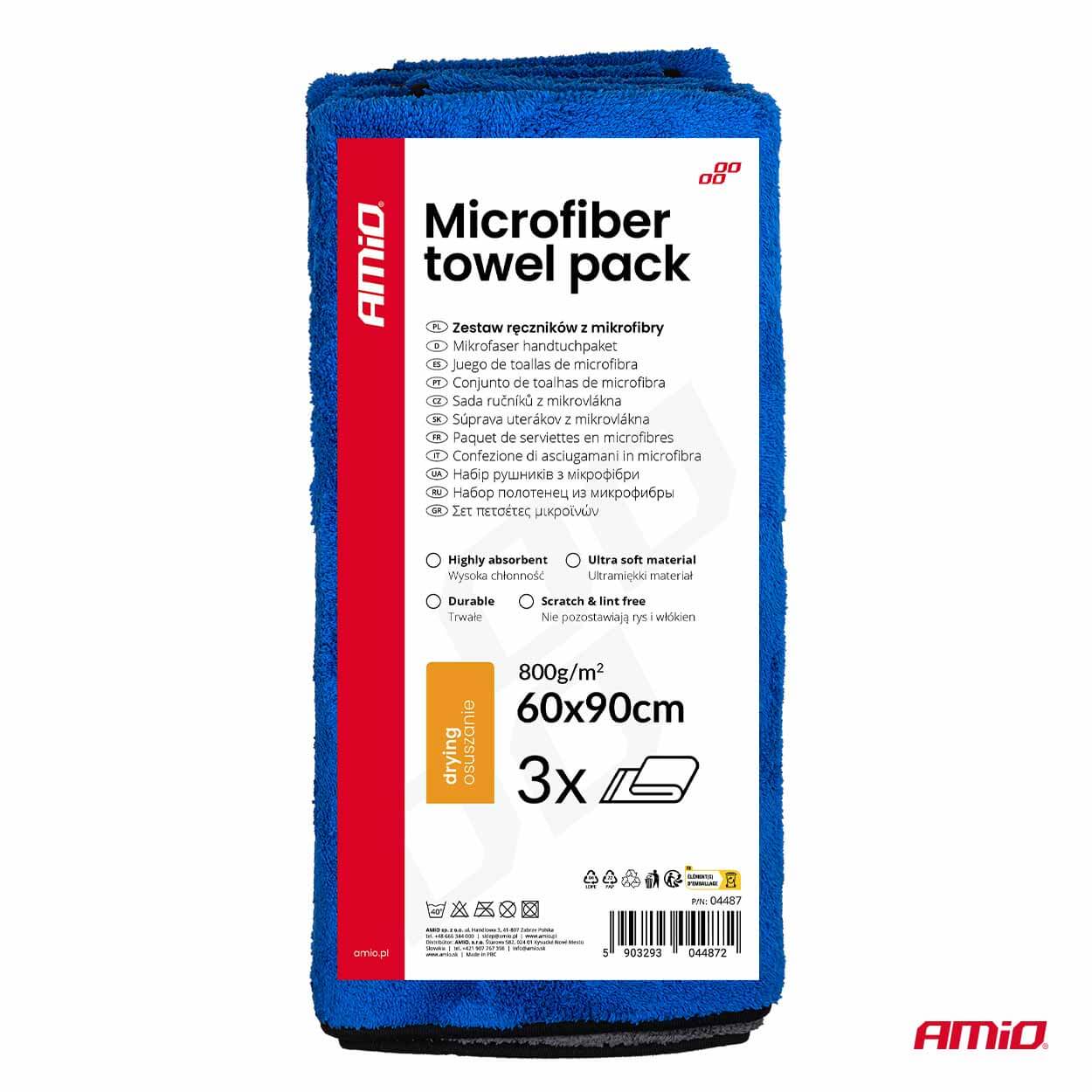 AMiO Paket ručnika od mikrofibre 800 g/m2 60x90 cm 3 kom - Image 6