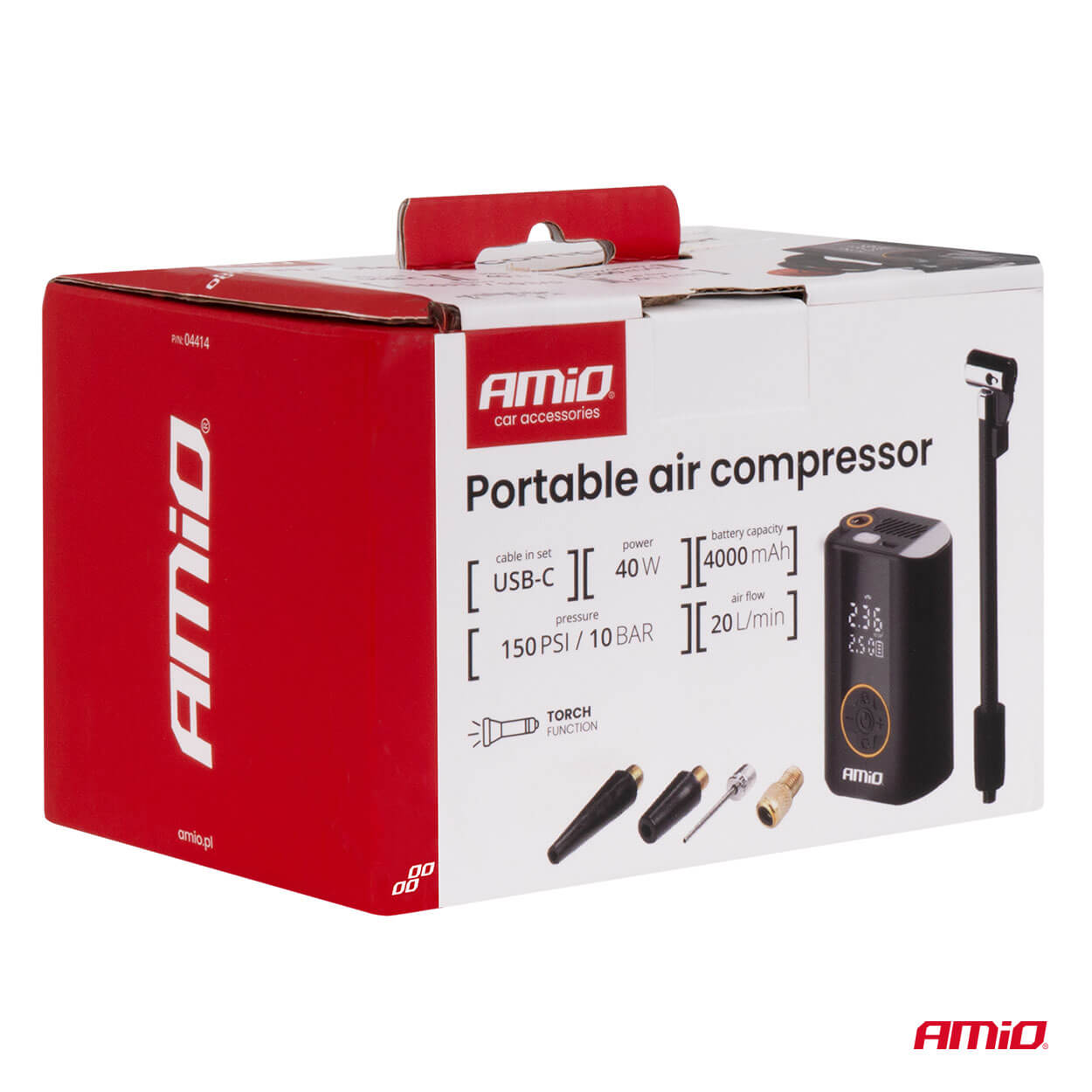 AMiO Prijenosni kompresor zraka 40W, LED light, USB-C - Image 7