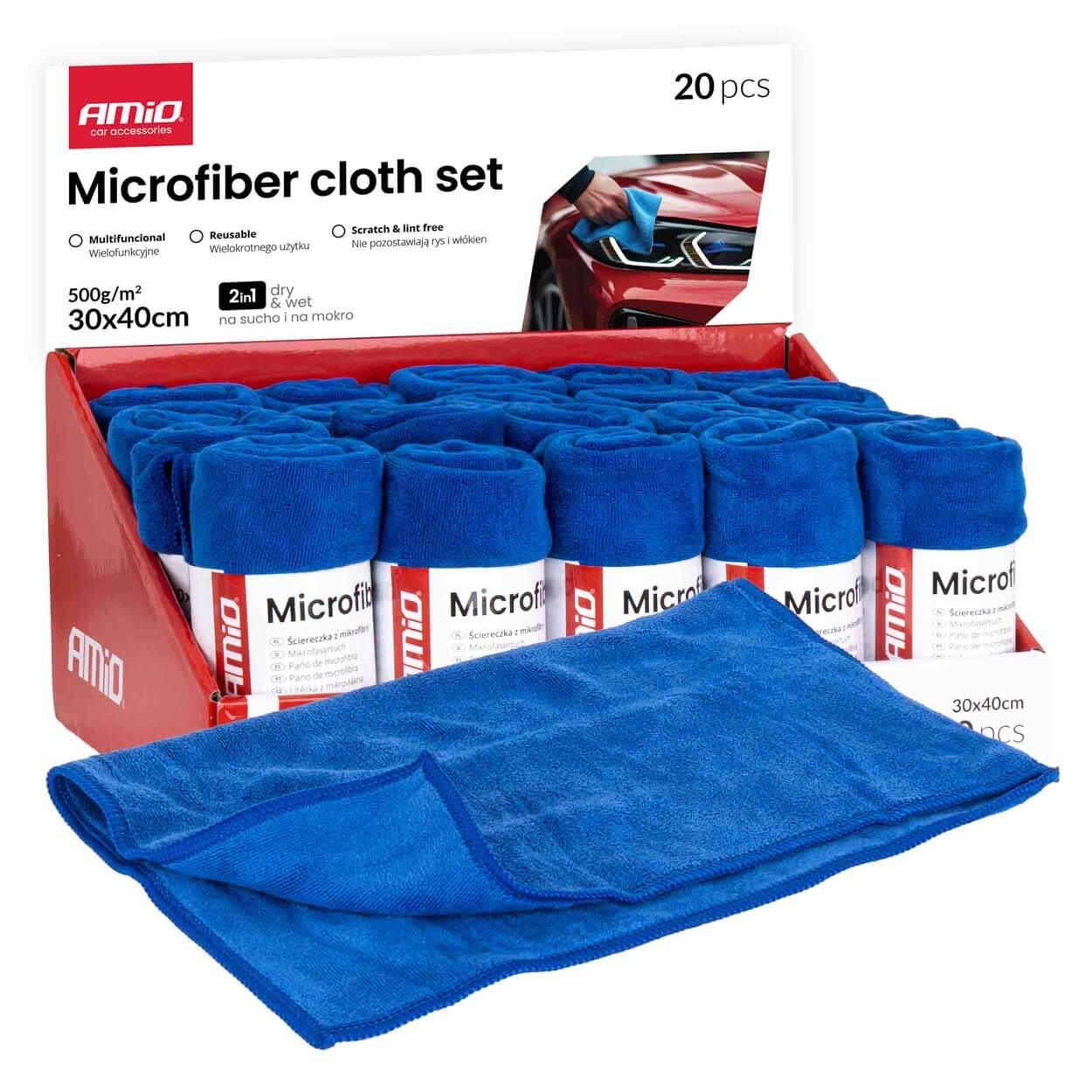 AMiO Set krpa od mikrofibre 20 kom, 500 g/m2 30x40 cm