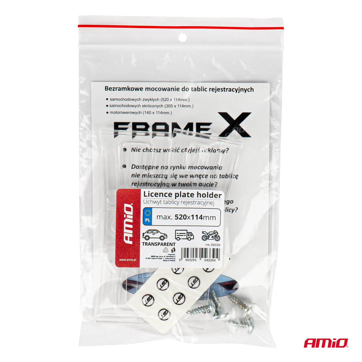 AMiO Nevidljivi nosač registarske pločice - prozirni - Image 6