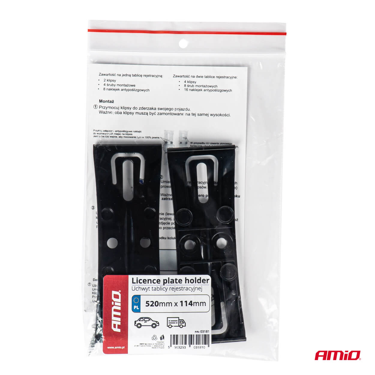AMiO Nevidljivi nosač registarske pločice - crni - Image 6