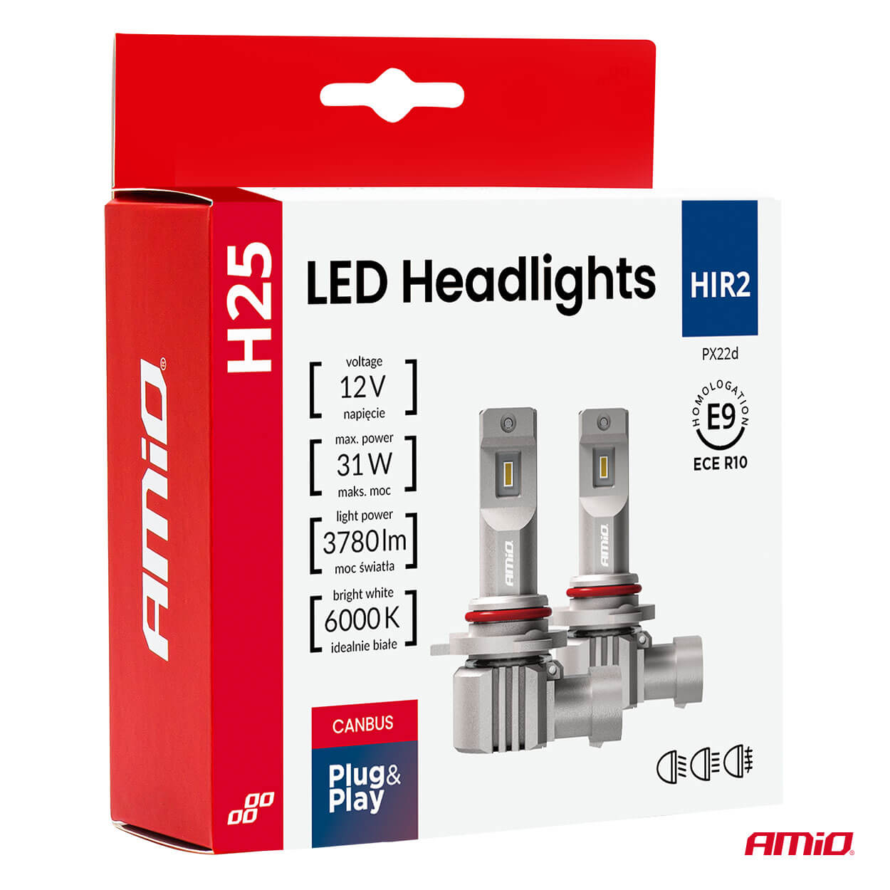 AMiO LED žarulja HIR2, serija H25 CANBUS, 31W 12V - Image 5