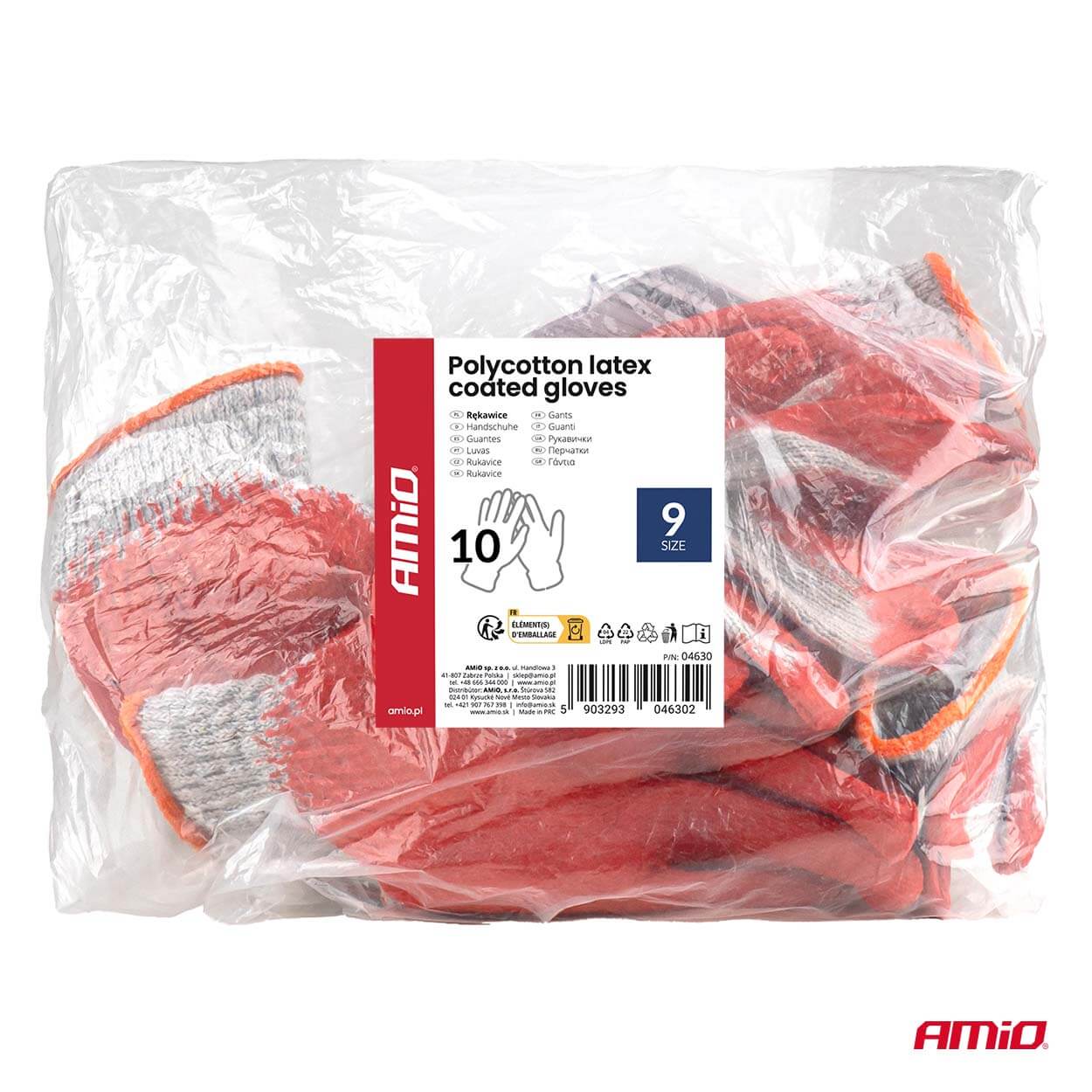 AMiO Rukavice s lateks premazom (10 pari), veličina 9 - Image 7