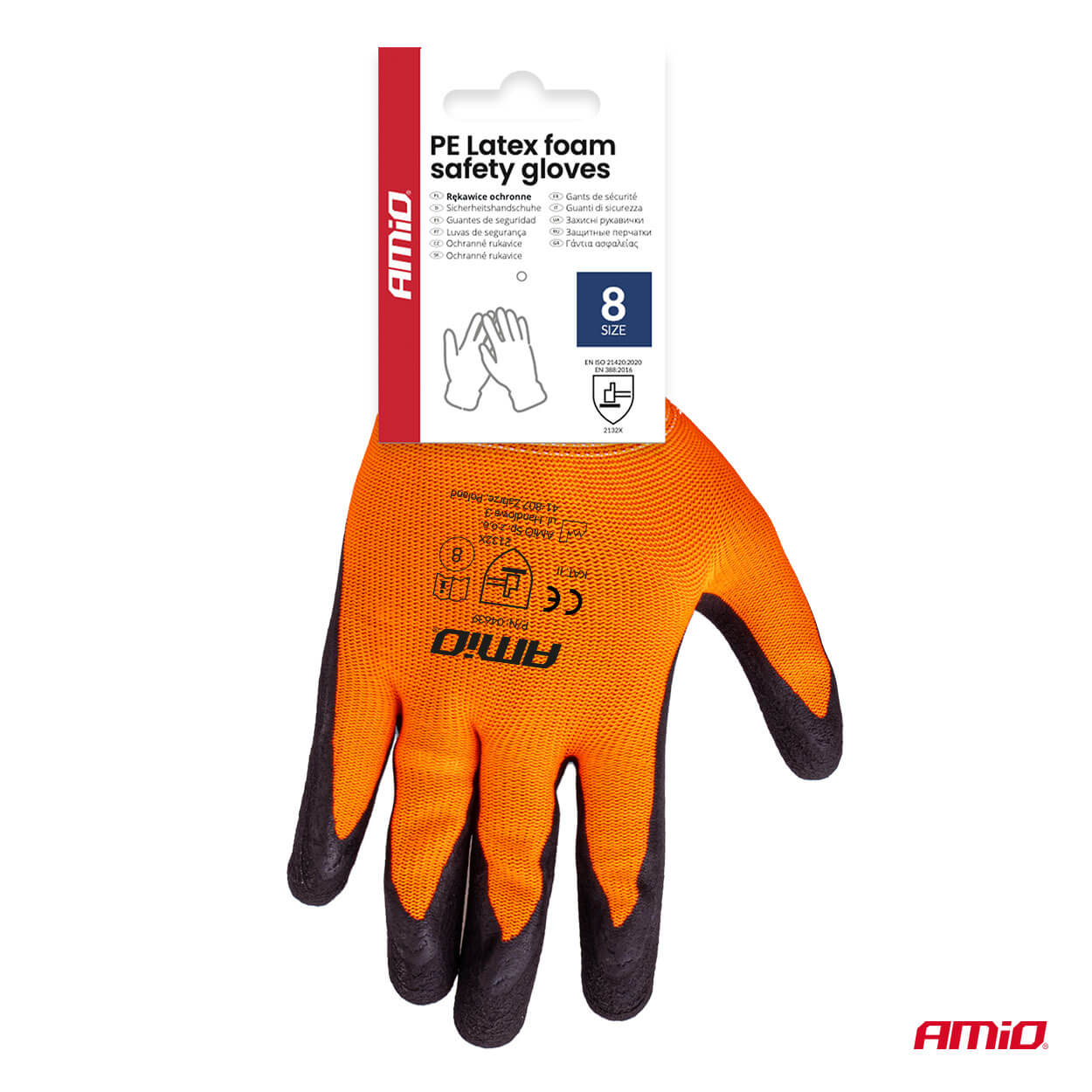 AMiO PE Zaštitne rukavice s premazom od latex pjene (2 para), Veličina 8, 2132X - Image 7