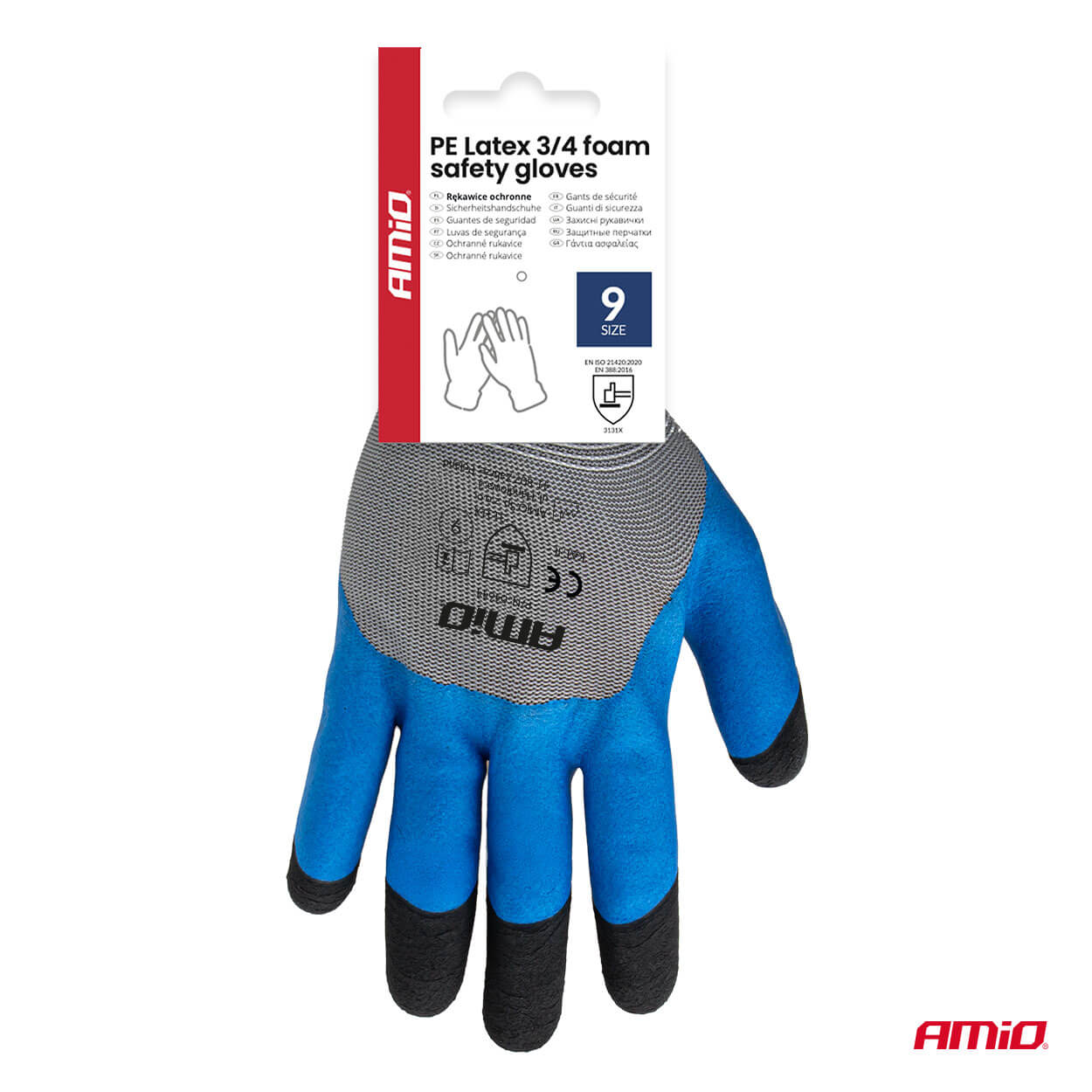 AMiO PE Zaštitne rukavice s premazom od latex pjene 3/4 (2 para), Veličina 9, 3131X - Image 7