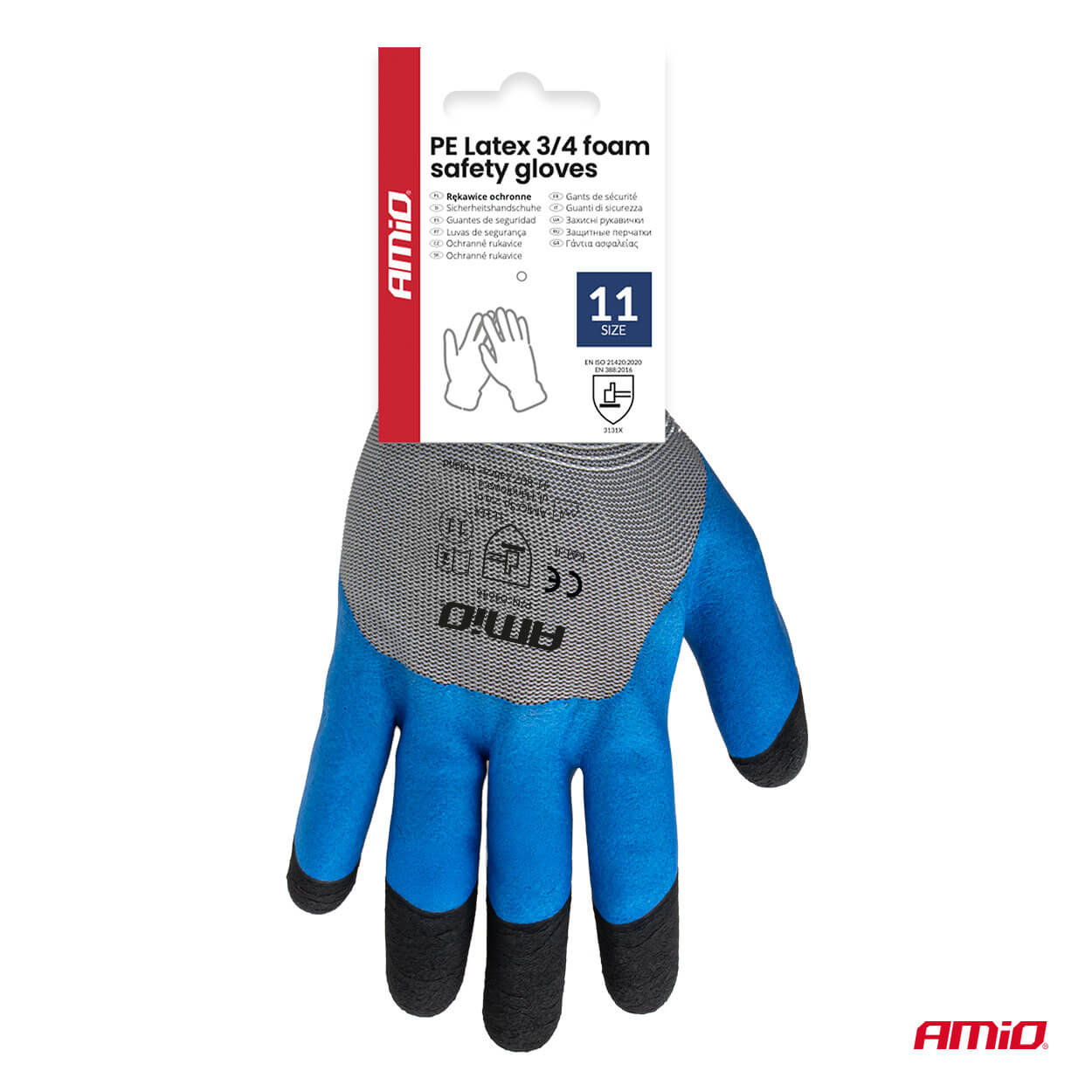AMiO PE Zaštitne rukavice s premazom od latex pjene 3/4 (2 para), Veličina 11, 3131X - Image 7