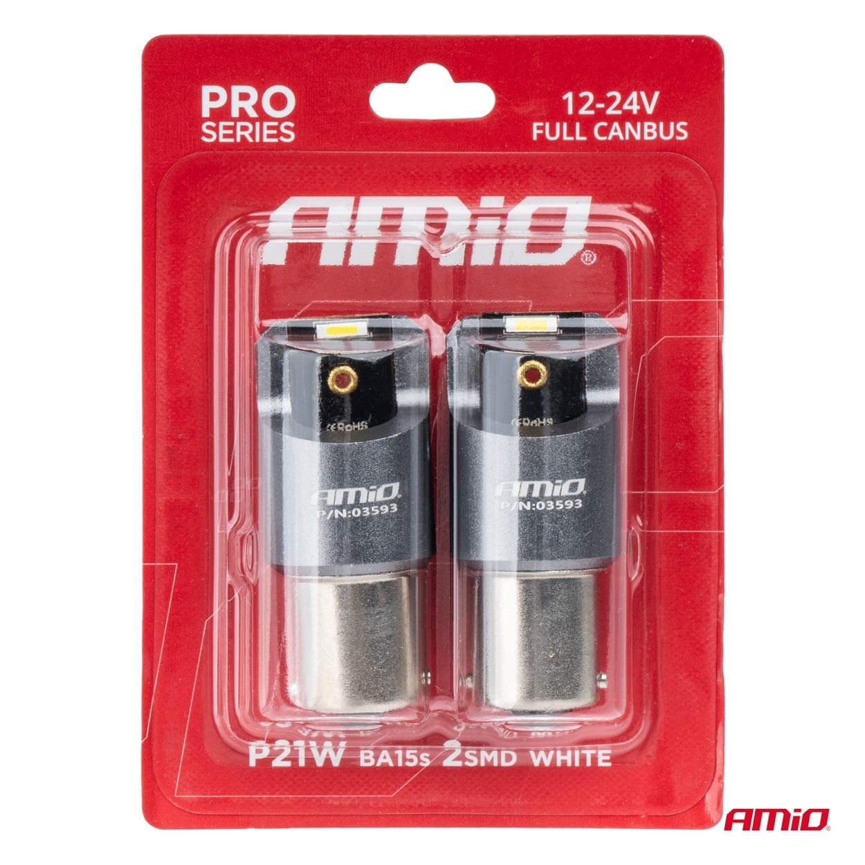 AMiO LED žarulja PRO serija BA15S P21W 2x1860SMD Bijela 12/24V FULL CANBUS - Image 4