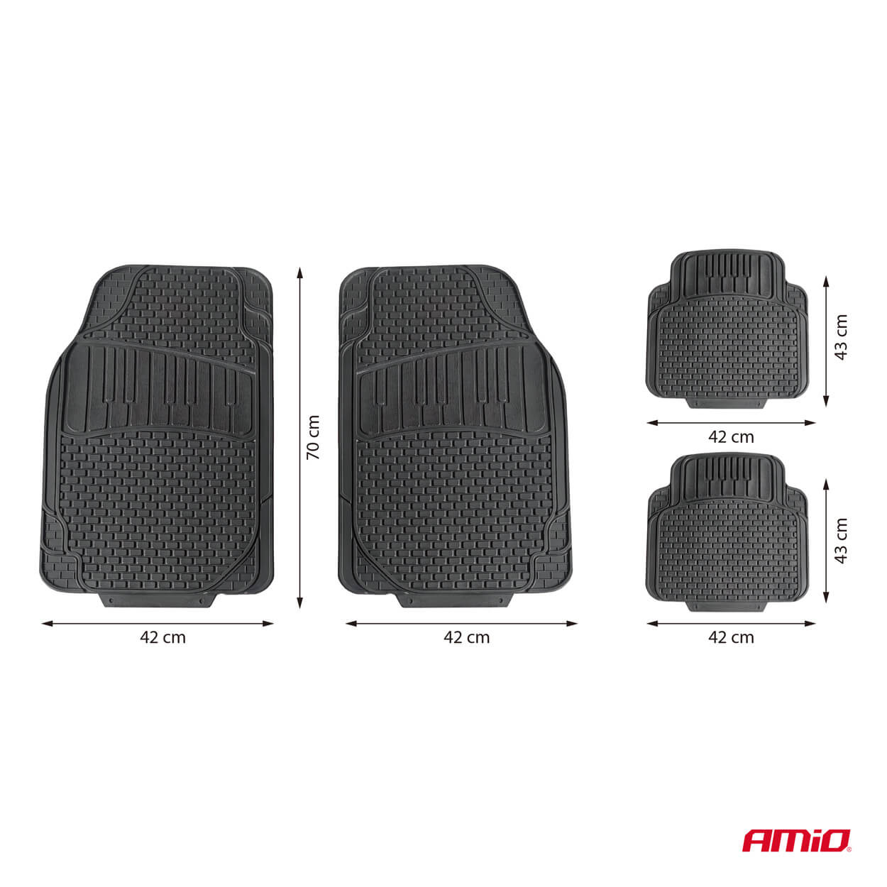 AMiO Garnitura gumenih univerzalnih tepiha za auto PVC CM-01 - Image 2