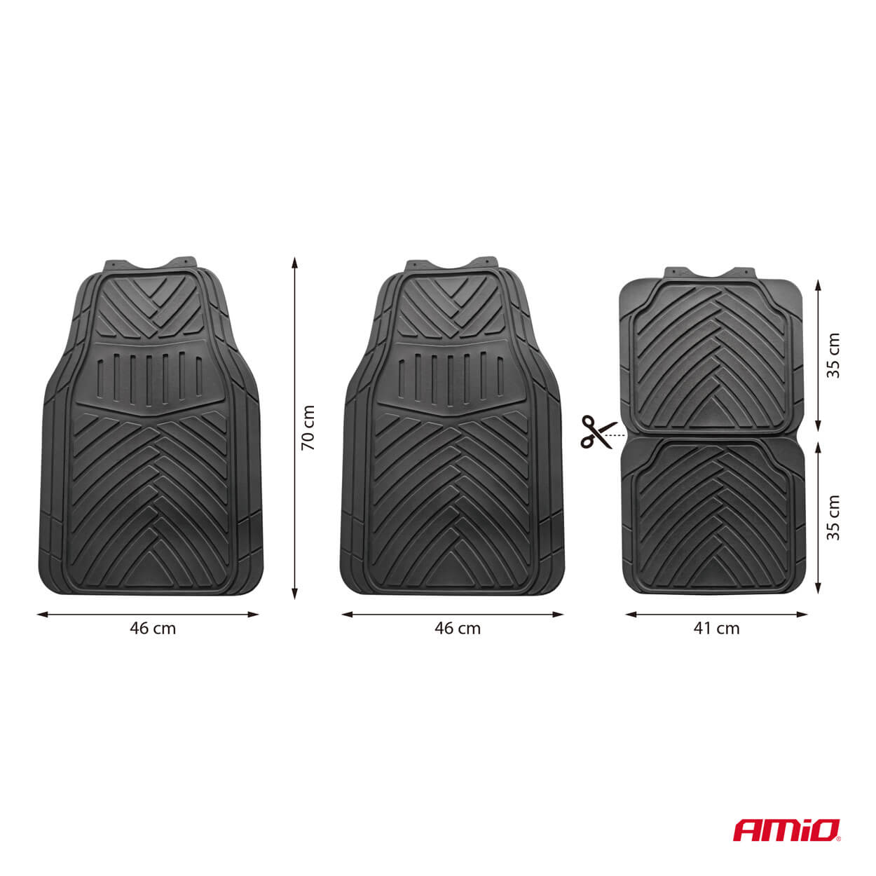 AMiO Garnitura gumenih univerzalnih tepiha za auto PVC CM-02 - Image 2