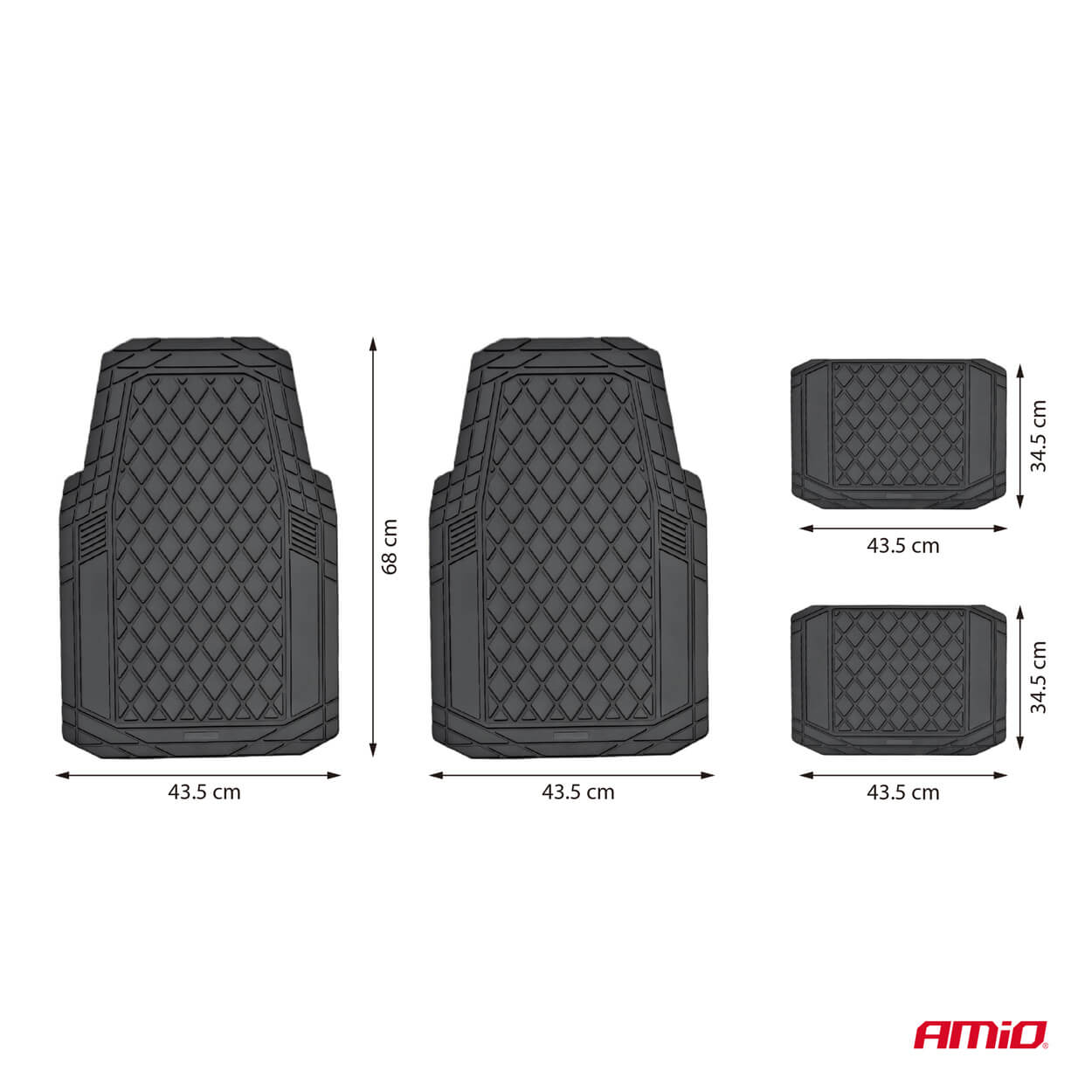 AMiO Garnitura gumenih univerzalnih tepiha za auto PVC CM-03 - Image 2