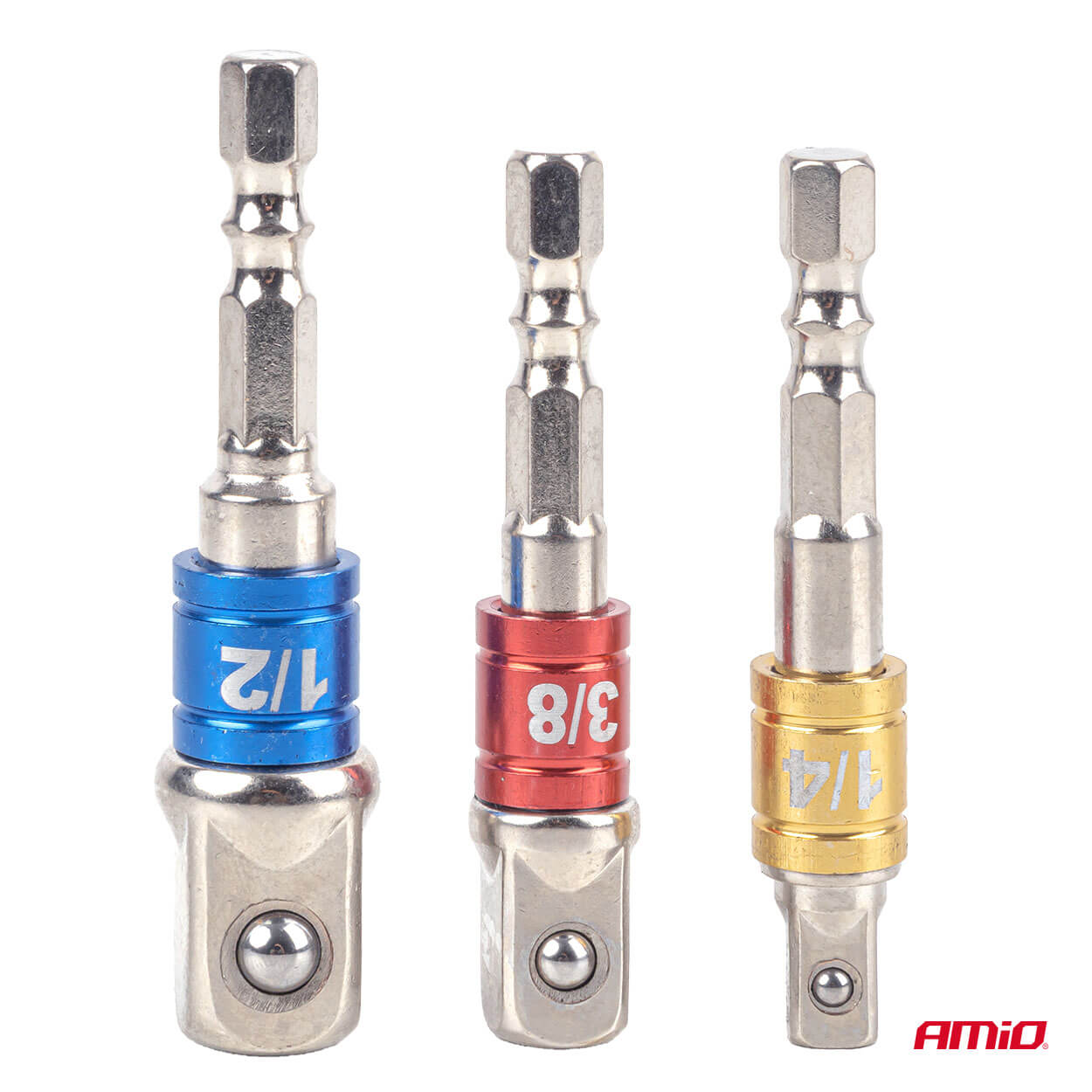 AMiO Adapteri za nasadne ključeve u boji, 3 dijela, 1/4" 3/8" 1/2" - Image 2