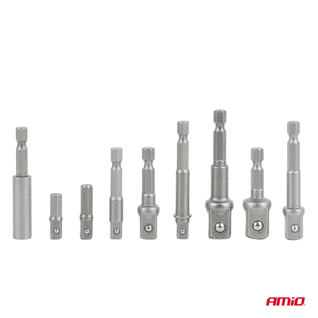 AMiO Adapteri za nasadne ključeve za bušilicu, 9 dijelova, 1/4", 3/8", 1/2" - Image 2
