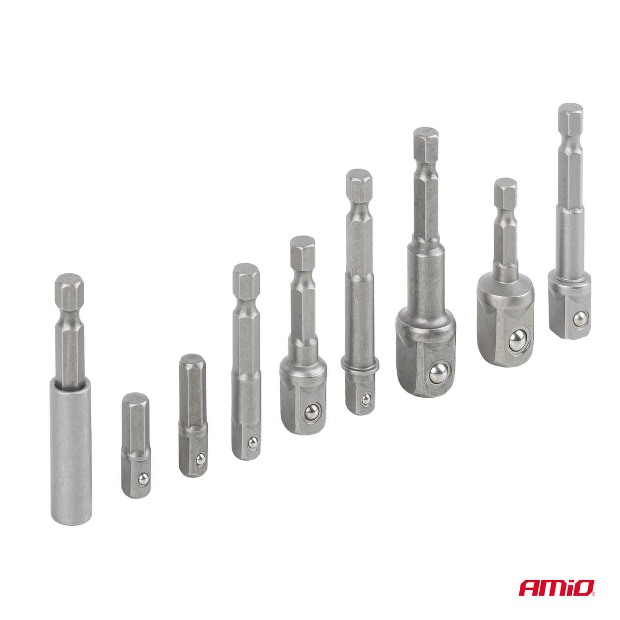 AMiO Adapteri za nasadne ključeve za bušilicu, 9 dijelova, 1/4", 3/8", 1/2" - Image 3
