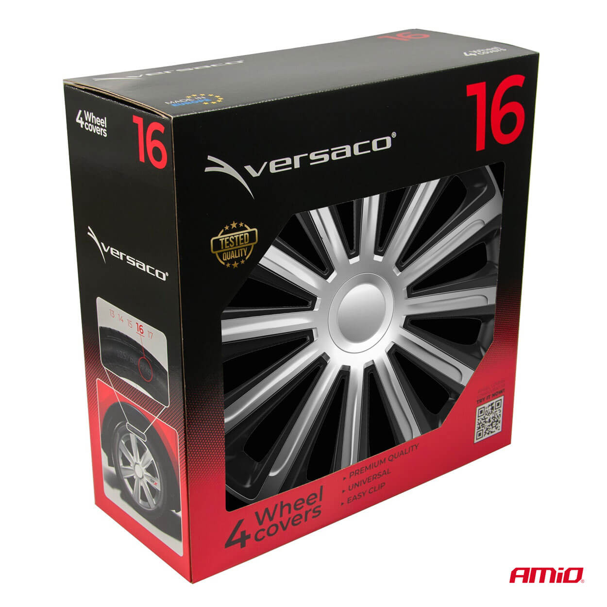 AMiO Ratkape 4 kom set Trend crno-srebrne 16" - Image 4