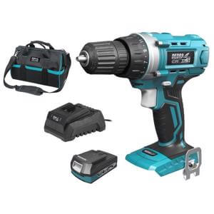 Dedra Dedra torba s aku bušilicom, baterijom i punjačem, DED7040+DED7032+DED7038+DED7001