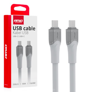AMiO USB kabel 3m, USB-C to type-C, 60W