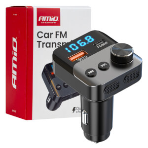AMiO Auto FM odašiljač 1×USB-A 1×USB-C 12V-24V