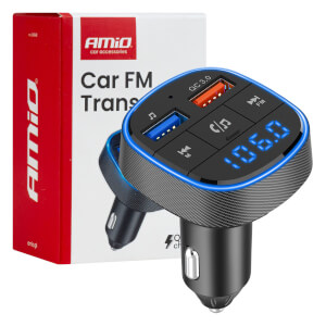 AMiO Auto FM odašiljač 2×USB-A 12V-24V