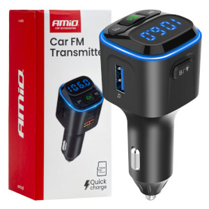 AMiO Auto FM odašiljač 1×USB-A 2×USB-C 12V-24V