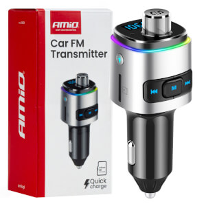AMiO Auto FM odašiljač 2×USB-A microSD 12V-24V