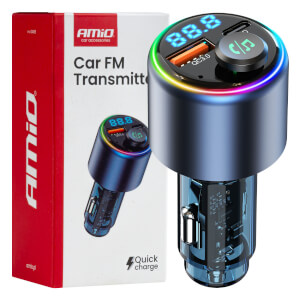 AMiO Auto FM odašiljač 1×USB-A 1×USB-C 12V-24V
