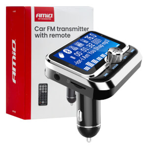 AMiO Auto FM odašiljač s daljinskim upravljačem 2×USB-A 12V-24V