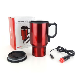 AMiO Putna šalica sa grijačem 450ml crvene boje 12V