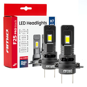 AMiO LED žarulje H7/H18, serija F25 PRO BLACK, FULL CANBUS, 68W 12V 24V